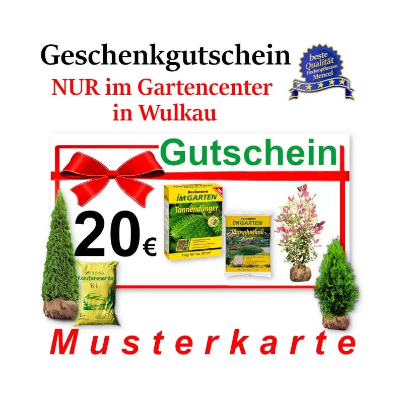 Geschenkgutschein gültig nur im Gartencenter in Wulkau