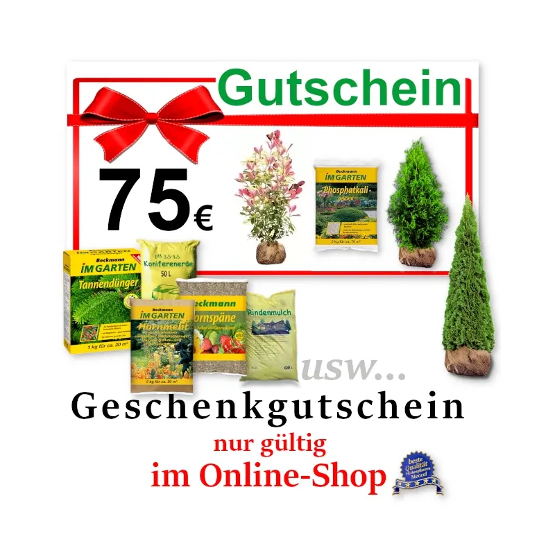 Gutschein 75 € nur gültig im Online-Shop Heckenpflanzen Mencel