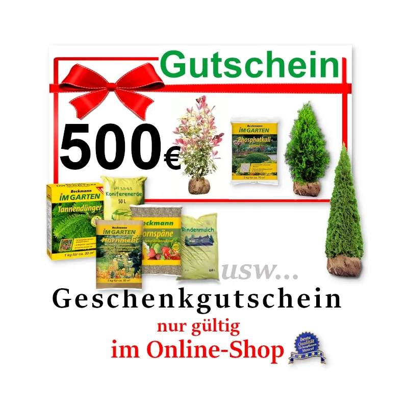 Gutschein 500 € nur gültig im Online-Shop Heckenpflanzen Mencel