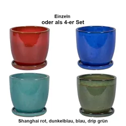 Shanghai rot, dunkelblau, blau, drip grün - als 4-er Set
