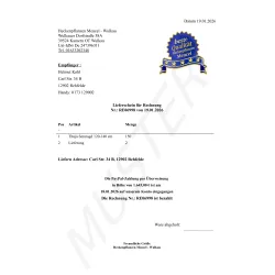 Muster Lieferschein für Rechnung Nr. RE06998 19%